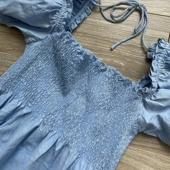 Hill House Women’s Athena Nap Dress Blue Metallic Sz S EUC 95% Cotton - Picture 11 of 12